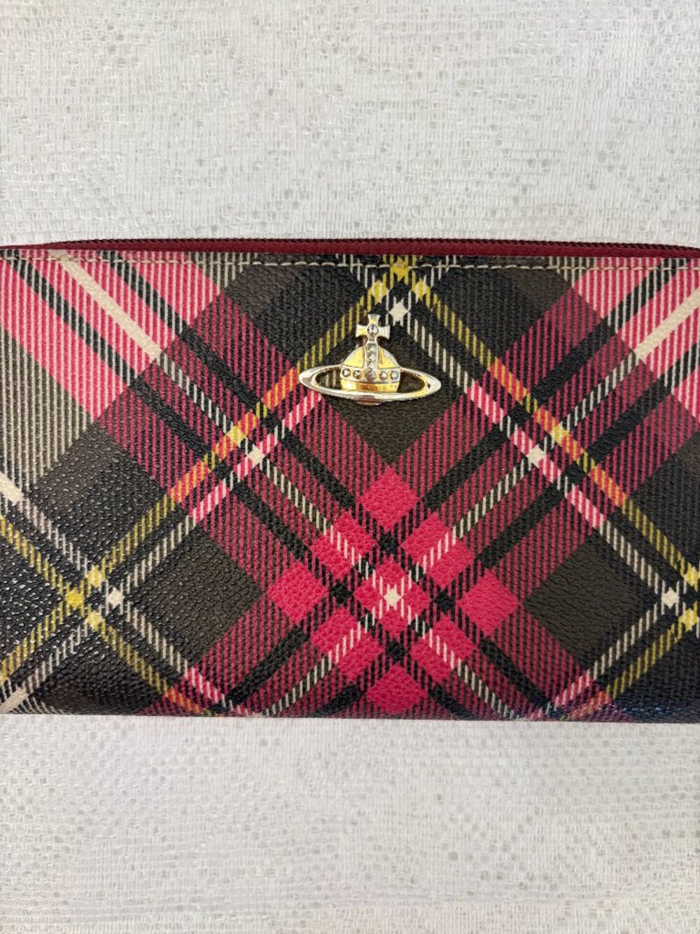Vivienne Westwood Red Derby Tartan Wallet w/ Orb